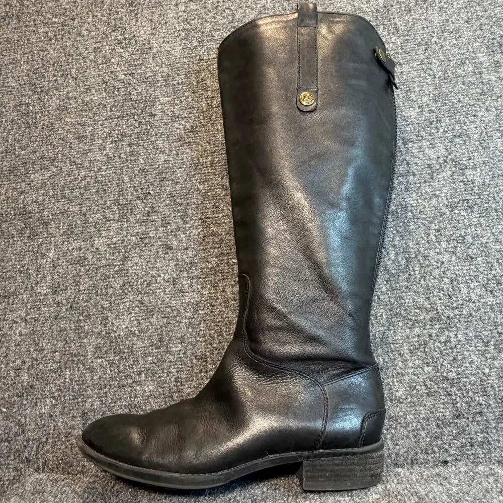 Sam Edelman Penny Black Leather Knee High Tall Riding Boots Size 8 Equestrian
